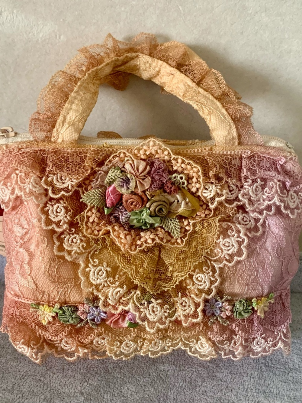 Japan Chimaki Small Handbag Bag Pouch Lace Embroidered